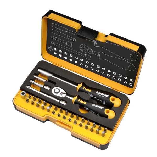 Juego de Vasos R-Go 36 pcs SL/HEX/PH/PZ/TORX/SQ/SPANNER/BH/MS FELO