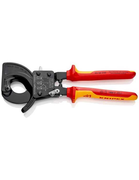 Cortacables de Carraca con Mangos Bicomponentes Aislados 250 mm KNIPEX