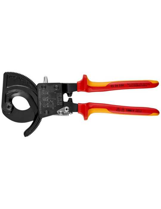 Cortacables de Carraca con Mangos Bicomponentes Aislados 250 mm KNIPEX