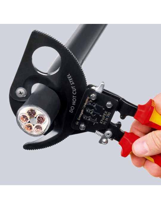 Cortacables de Carraca con Mangos Bicomponentes Aislados 250 mm KNIPEX
