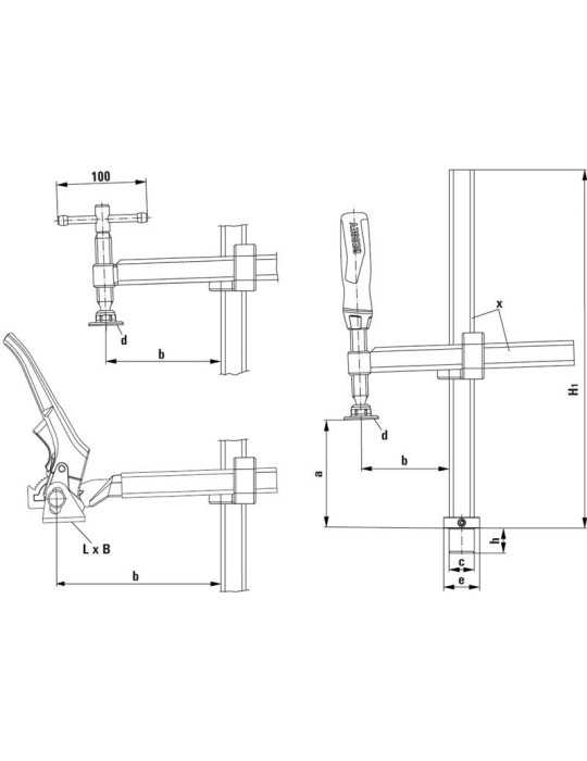 Mordaza alcance variable bancos soldadura TWV16-20-15H BESSEY