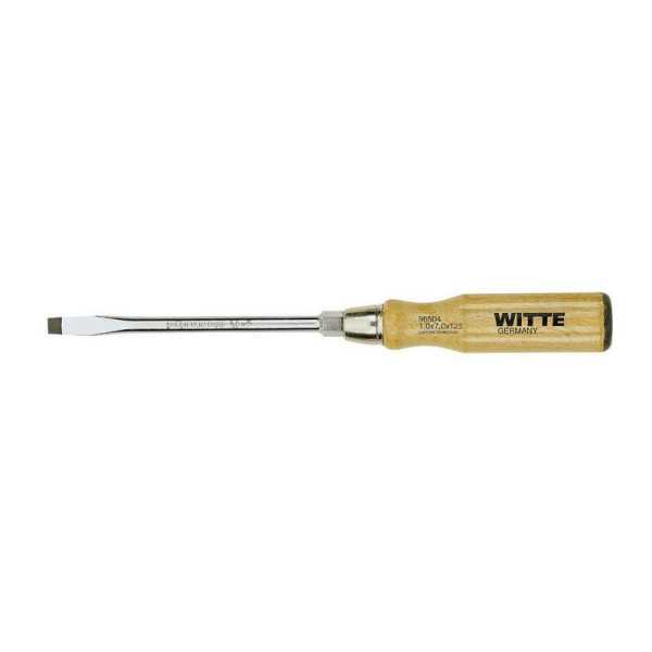 Destornillador de punta plana negra con mango de madera (11x250) WITTE