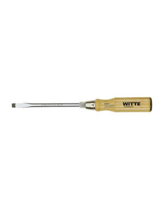 Destornillador de punta plana negra con mango de madera (11x250) WITTE