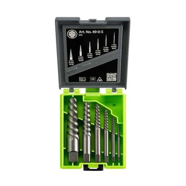 Juego de 6 extractores de tornillos con estriado ancho (3-24 mm) KUKKO