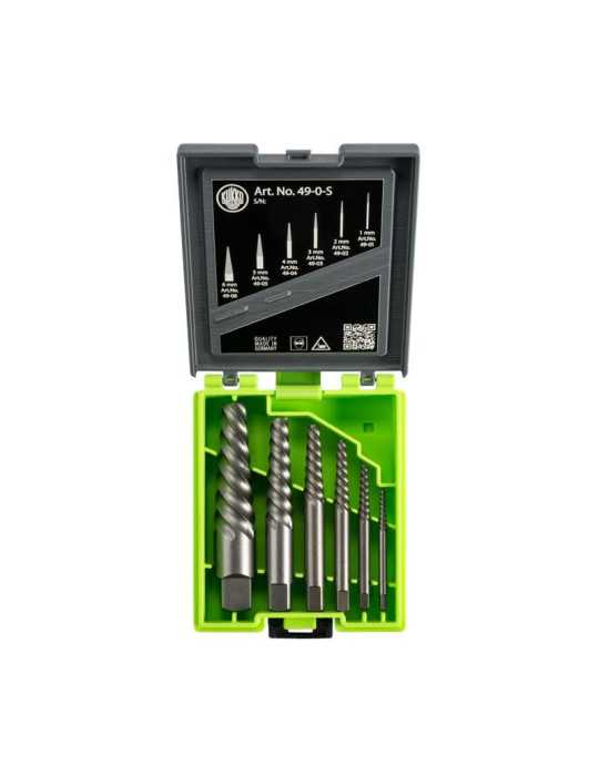 Juego de 6 extractores de tornillos con estriado ancho (3-24 mm) KUKKO