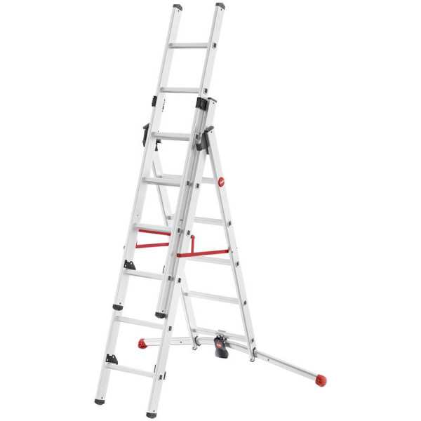 Escalera aluminio combinada 3 tramos con estabilizador curvo ProfiLOT Combi (2x6 + 1x5 peldaños) HAILO