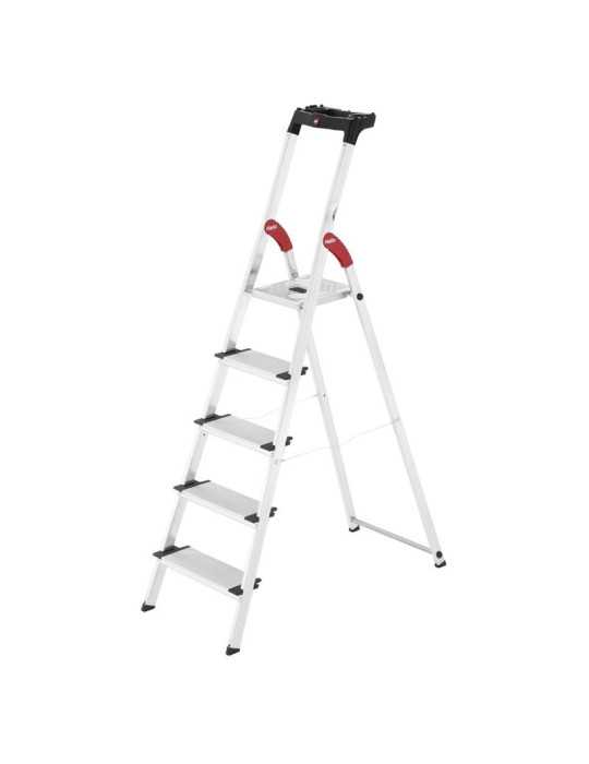 Escalera de tijera de aluminio con peldaño ancho XXL EasyClix (5 peldaños) HAILO