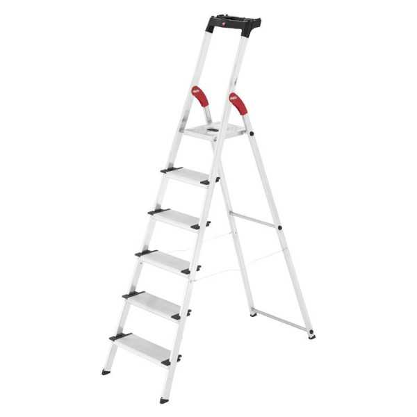Escalera de tijera de aluminio con peldaño ancho XXL EasyClix (6 peldaños) HAILO