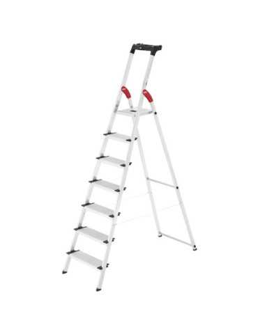 Escalera de tijera de aluminio con peldaño ancho XXL EasyClix (7 peldaños) HAILO