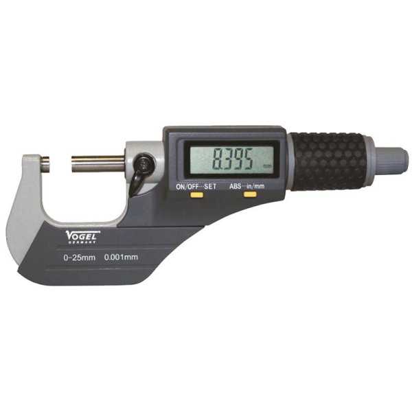 Micrómetro electrónico digital DIN 863, IP40, Capacidad 0.25 mm VOGEL