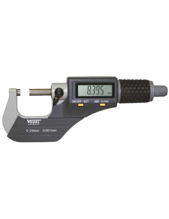 Micrómetro electrónico digital DIN 863, IP40, Capacidad 0.25 mm VOGEL