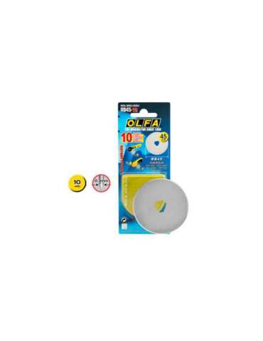 Pack de 10 cuchillas circulares 45x0,3 mm plateadas OLFA