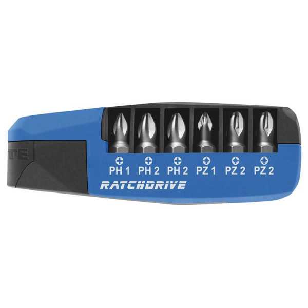 Caja de 7 puntas con carraca Ratchdrive (PH/PZ) en caja dispensadoraWITTE