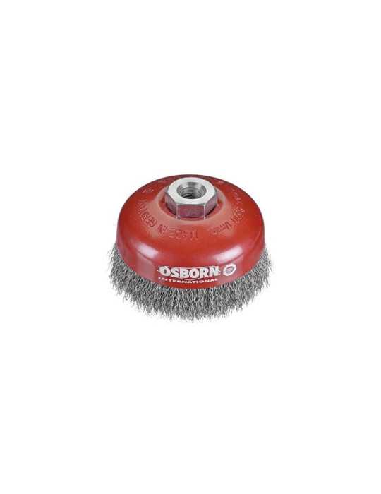 Cepillo taza acero latonado de alambre ondulado con tuerca M14 y filamento Ø 0.30 mm (125x30 ) OSBORN