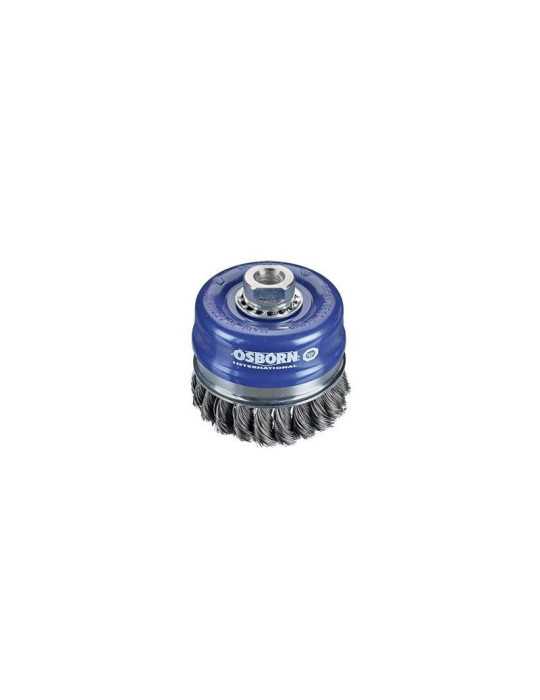 Cepillo taza inox de alambre trenzado con tuerca M14 y filamento Ø 0.50 mm (80x(25+25) ) OSBORN