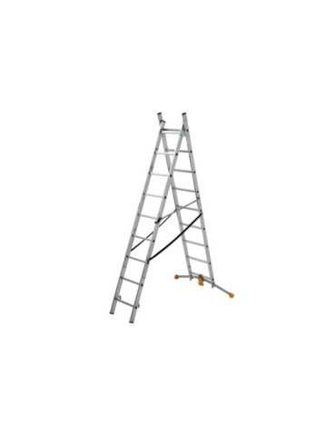 Escalera combinada de 2 tramos con estabilizador curvo HobbyLOT (2x9) HAILO