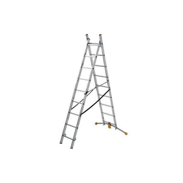 Escalera combinada de 2 tramos con estabilizador curvo HobbyLOT (2x9) HAILO