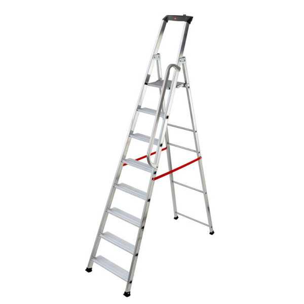Escalera de tijera profesional Alu PRO (8 peldaños) HAILO
