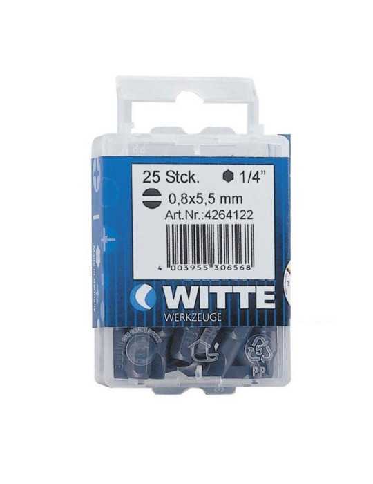 15 Puntas en cajita de plástico largo 25 mm (PL 6,5 TIN) WITTE