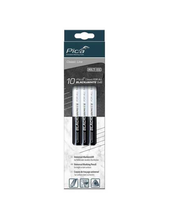 Lápiz universal Pica Classic Black-White 546 (en caja de 10 uds.) PICA