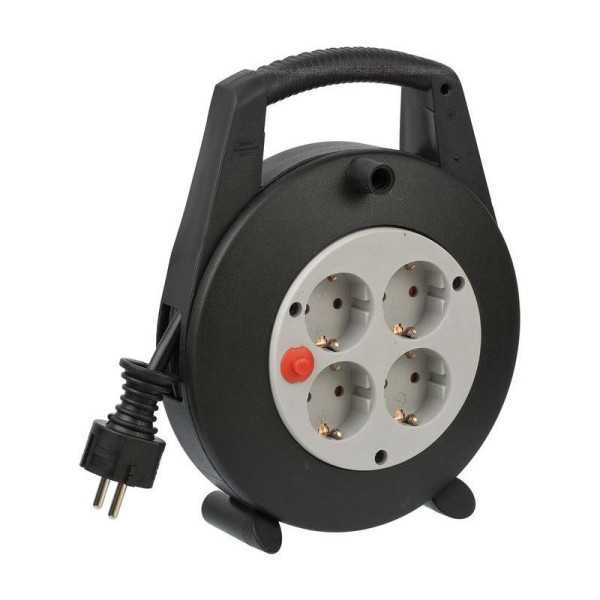 Enrollacables Vario Line 4 tomas IP20 H05VV-F3G1,5 con cable de 5 m (negro) BRENNENSTUHL