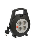 Enrollacables Vario Line 4 tomas IP20 H05VV-F3G1,5 con cable de 5 m (negro) BRENNENSTUHL