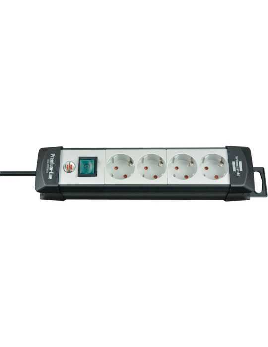 Base múltiple Premium-Line gris claro/ negra con varias posibilidad de instalación y fijación (4 tomas y 5 m) BRENNENSTUHL