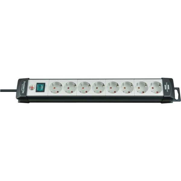 Base múltiple Premium-Line gris claro/ negra con varias posibilidad de instalación y fijación (8 tomas y 5 m) BRENNENSTUHL