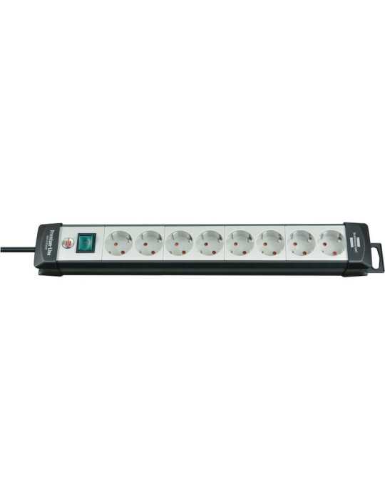 Base múltiple Premium-Line gris claro/ negra con varias posibilidad de instalación y fijación (8 tomas y 5 m) BRENNENSTUHL