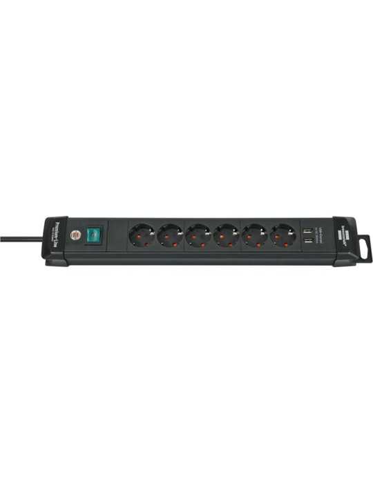 Base múltiple Premium-Line con varias posibilidad de instalación y fijación (6 tomas + 2 puertos USB) BRENNENSTUHL