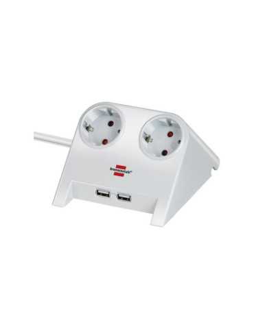 Base múltiple de sobremesa con 2 tomas y 2 puertos USB (color blanco) BRENNENSTUHL