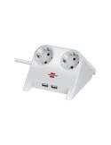 Base múltiple de sobremesa con 2 tomas y 2 puertos USB (color blanco) BRENNENSTUHL