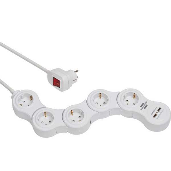 Base múltiple maniobrable Vario-Power con puertos USB BRENNENSTUHL