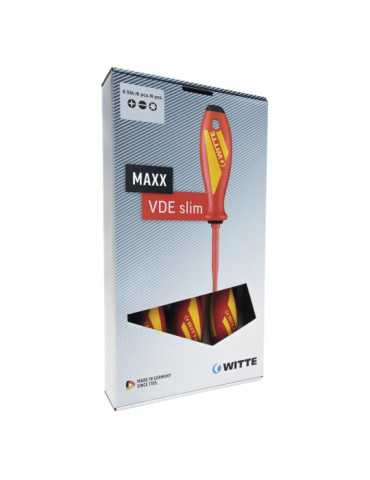 Juego de 6 destornilladores aislados con varilla reducida MAXX VDE Slim (PL + PH) WITTE