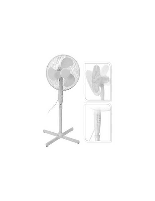 Ventilador De Pie 45W. 3 Velocidades. Color Blanco ELEKTRO3