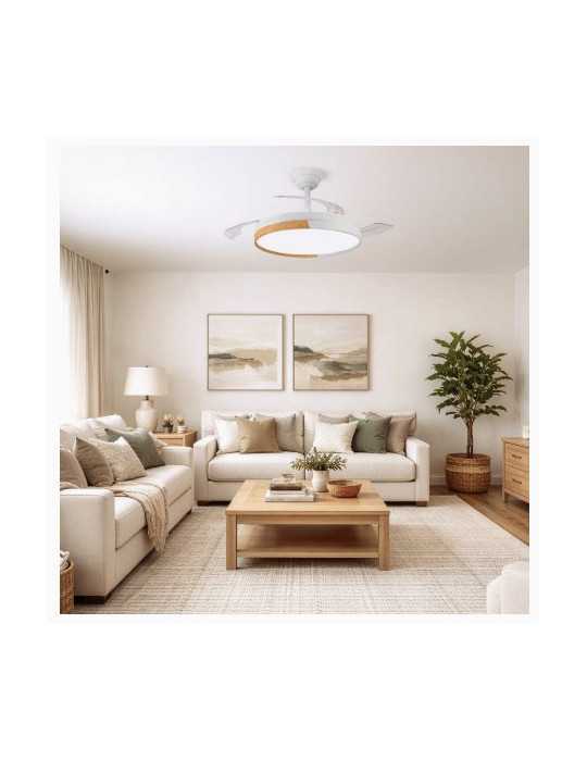 Ventilador Techo Ecoro Dc 48W 5000Lm Blanco/Madera CRISTALRECORD