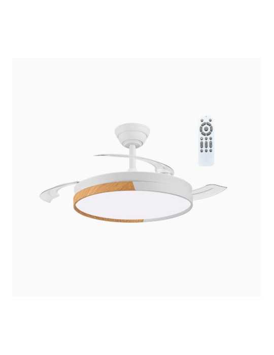 Ventilador Techo Ecoro Dc 48W 5000Lm Blanco/Madera CRISTALRECORD