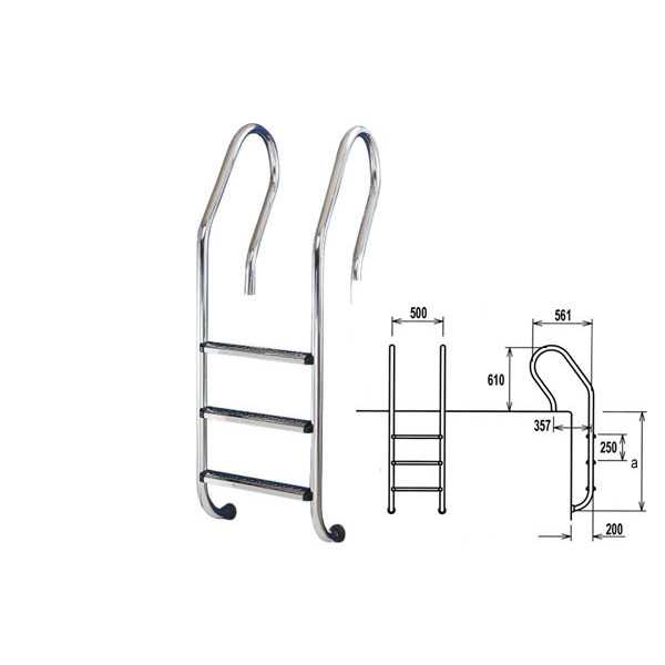 Escalera Piscina Acero Mx A-304 E.N. 3 Peldaños