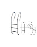 Escalera Piscina Acero Mx A-304 E.N. 3 Peldaños