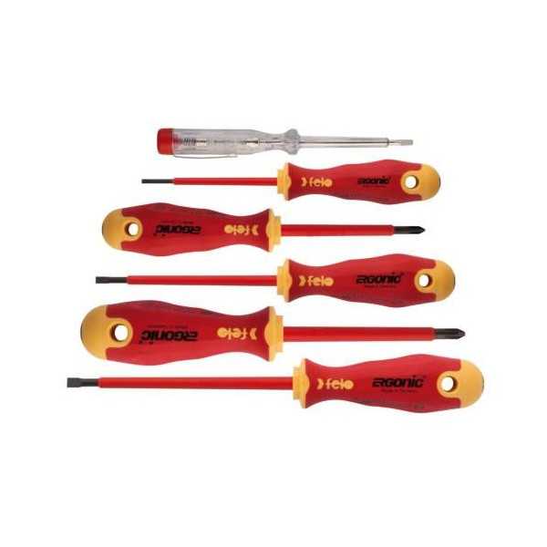 JGO.5 destornilladores aislados 1000V + buscapolos FELO