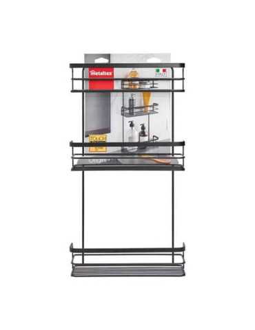 Estante baño 3 niveles origin lava negro 26x10x48 METALTEX