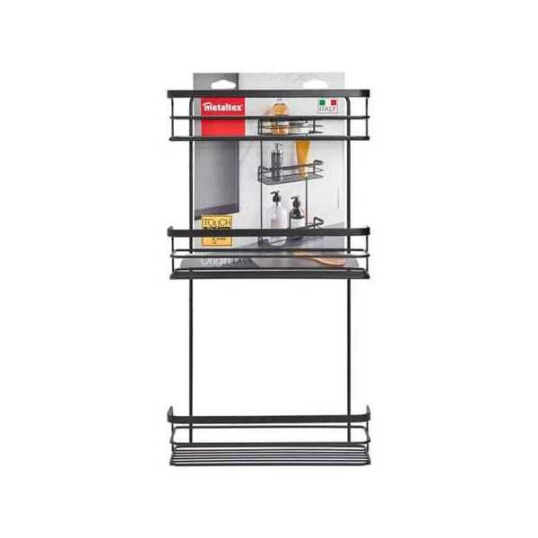 Estante baño 3 niveles origin lava negro 26x10x48 METALTEX