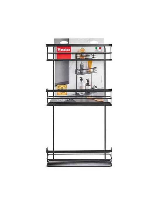 Estante baño 3 niveles origin lava negro 26x10x48 METALTEX