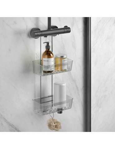 Estante doble cesta ducha origin lava ngr 26X16X55 METALTEX