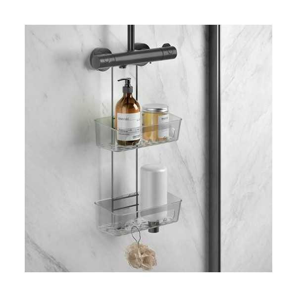 Estante doble cesta ducha origin lava ngr 26X16X55 METALTEX