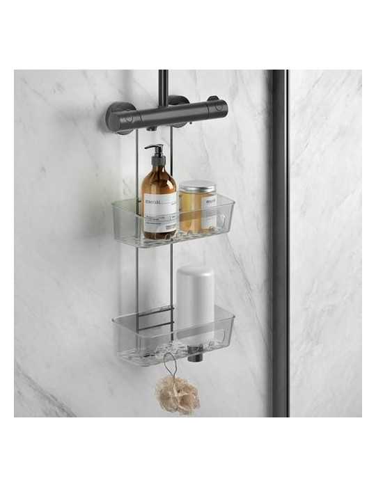 Estante doble cesta ducha origin lava ngr 26X16X55 METALTEX