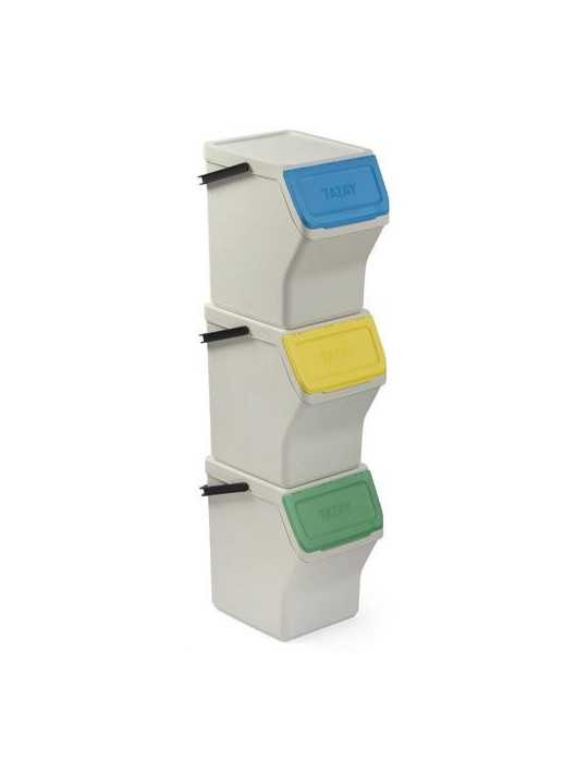 Set 3 cubos reciclaje modular 20L blanco 1105701 TATAY