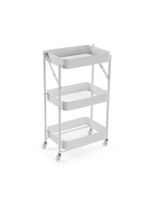 Carro plegable metalico blanco 45X29.5X77CM VERSA