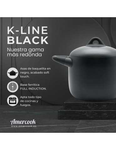 Cacerola alta con tapa 20CM 6L k-line black KLI0720 AMERCOOK