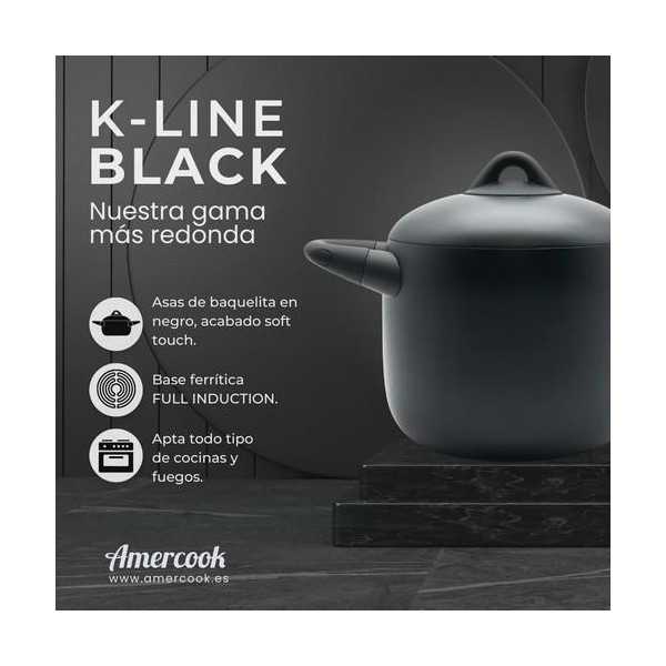 Cacerola alta con tapa 20CM 6L k-line black KLI0720 AMERCOOK